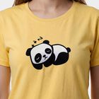 Women's Yellow Round Neck Casual T-Shirt, Yellow, small